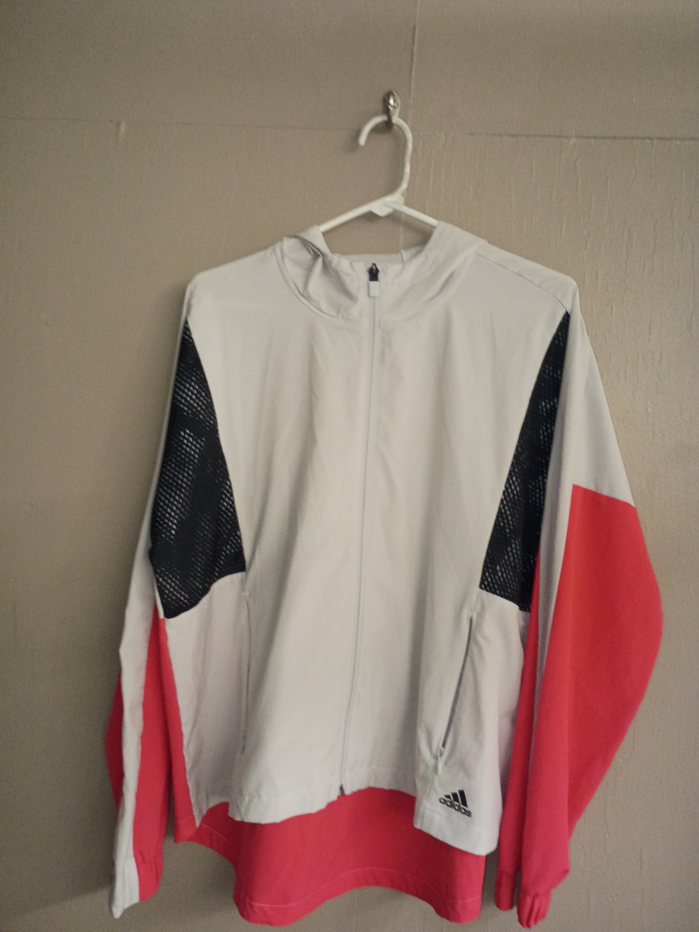 Adidas Women White Hooded Track Jacket